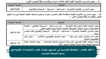 ١٠٠ ألف طالب.. انطلاقة قياسية في تسجيل رغبات طلاب الشهادات الفنية مع بداية المرحلة الجديدة